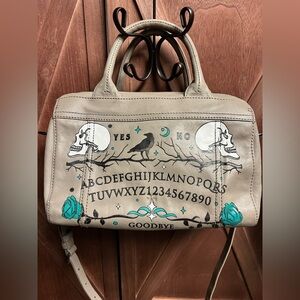 Frye Women's Grey Leather Bag hand painted Gothic Theme